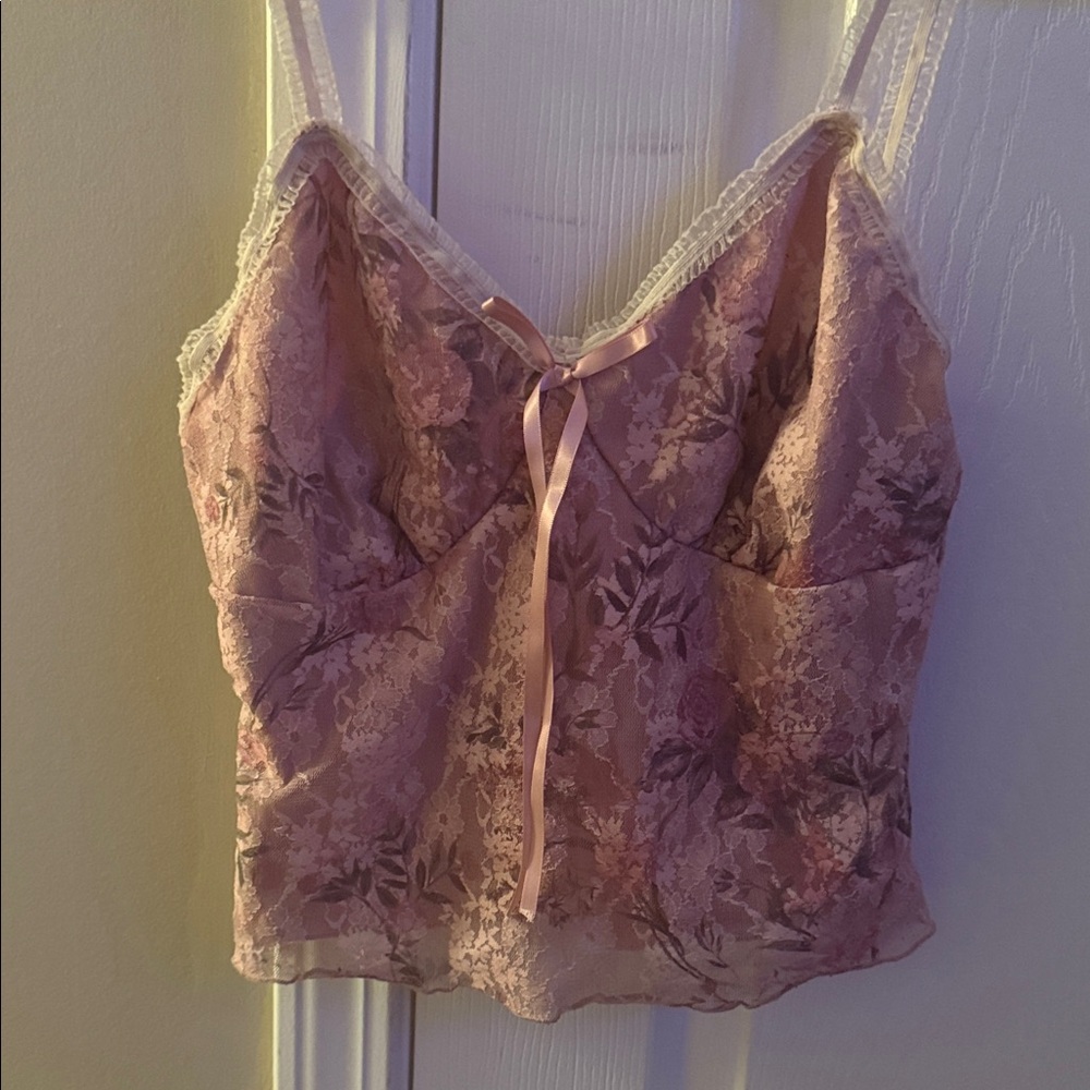 Floral Lace Pink Crop Top